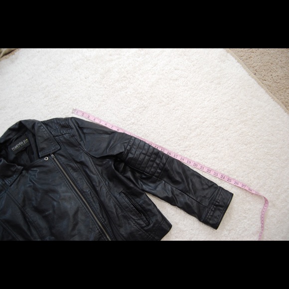 Forever 21 Black Faux Leather Moto Jacket 2X - Picture 6 of 6